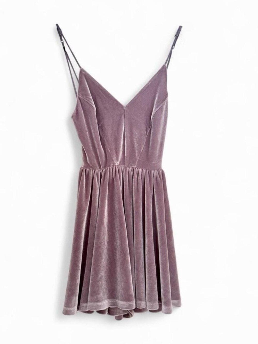 Urban Outfitters Mauve Velvet Spaghetti-Strap Skater Dress
